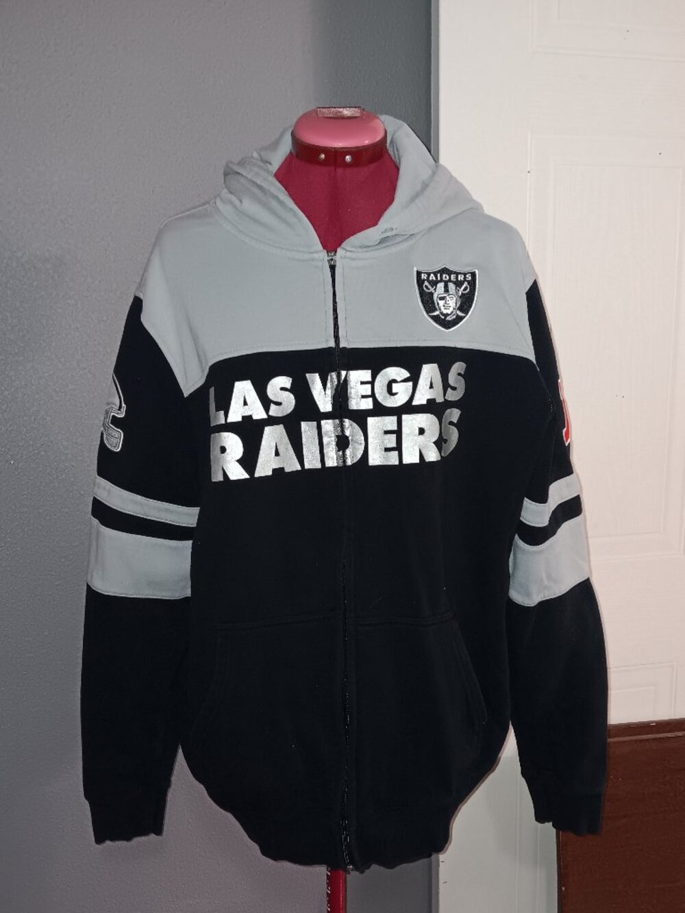 NFL Las Vegas Raiders Colorblock Full Zip Hoodie Men's XL Flawed
